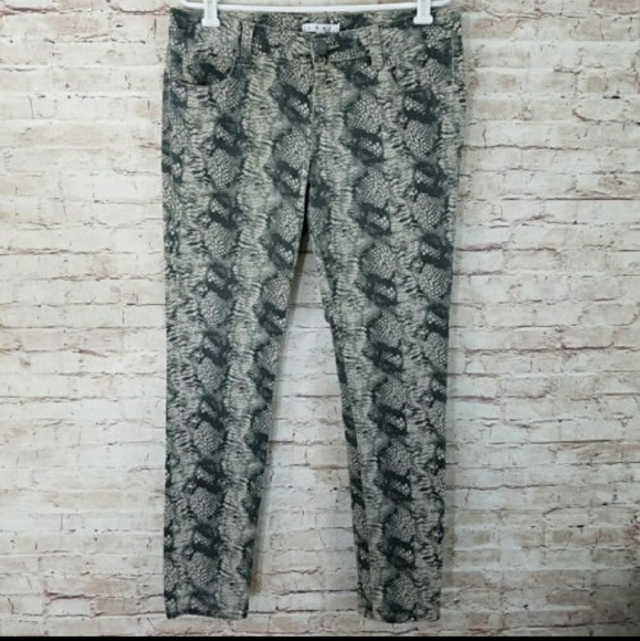 cream snake print jeans